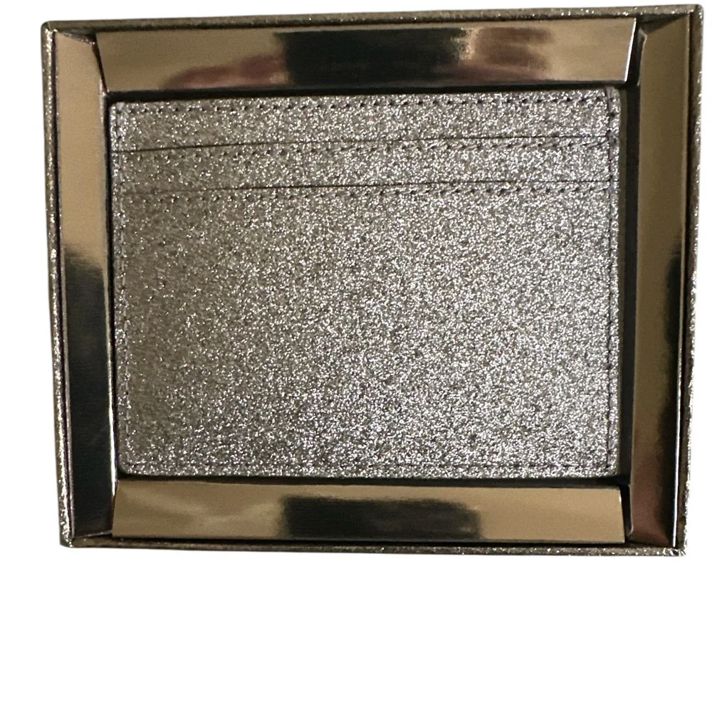 ⭐ Kate Spade Glitter Card Case – Kenzie Gilt Mix Silver Metallic